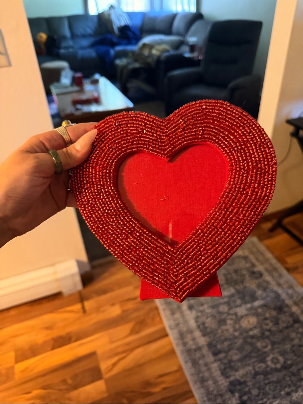 Red Heart Beaded Photo Frame - Home Accents